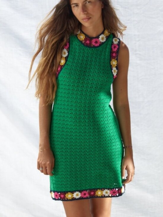 Zara Dresses & Skirts - 🆕NWT Zara FLORAL GREEN CROCHET KNIT COTTON DRESS LIMITED EDITION SZ S